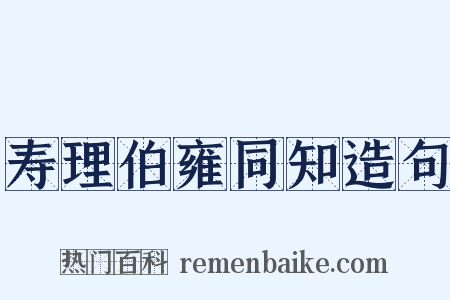 寿理伯雍同知造句是什么意思的图片